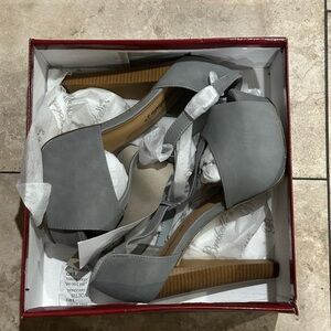 Taupe Over-the-Knee Heeled Boots (Used, Size 8.5)